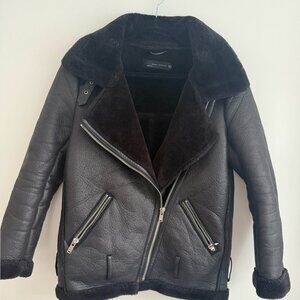 Short Oversized Faux Leather Moto Coat